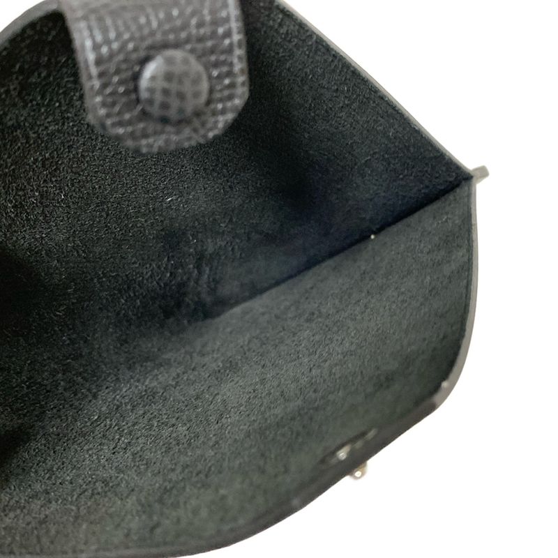 Hermes Accessory Case Tarmac PM Black Passport Case Silver Hardware