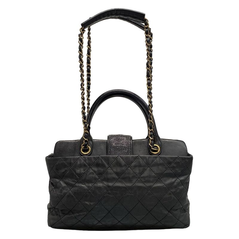 Chanel Shoulder Bag Matelasse Black 2way Chain Shoulder Vintage Gold Hardware