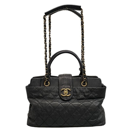 Chanel Shoulder Bag Matelasse Black 2way Chain Shoulder Vintage Gold Hardware