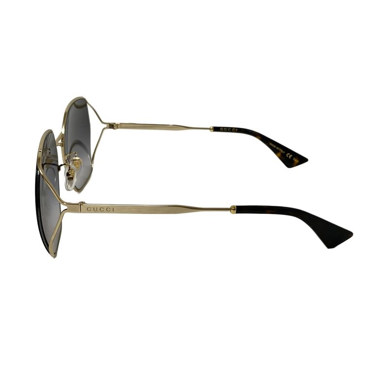 Gucci Sunglasses - Gg0818sa Black X Gold X Dark Brown Oval Frame Sunglasses