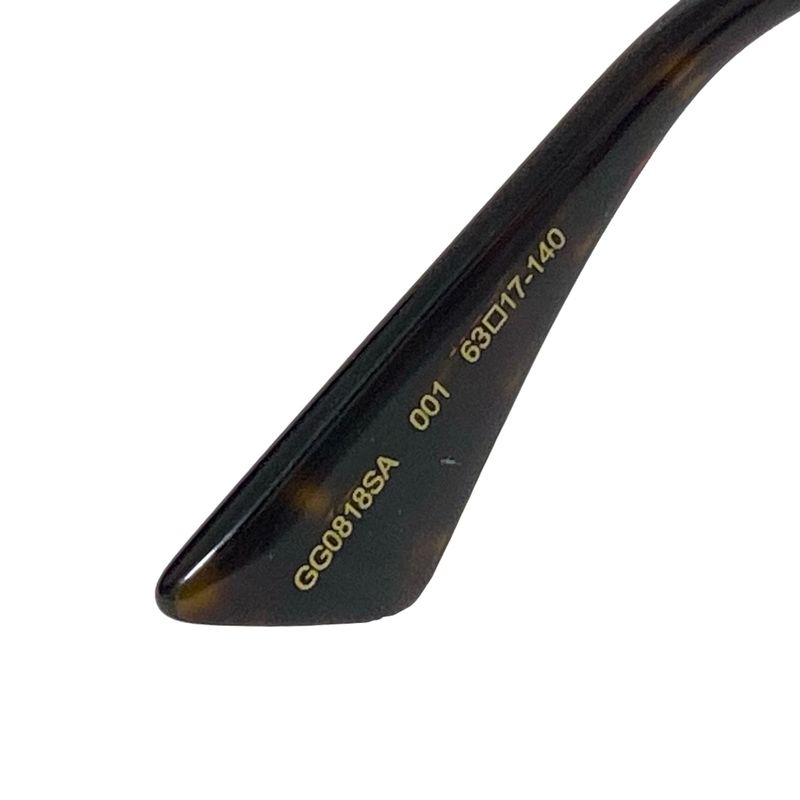 Gucci Sunglasses - Gg0818sa Black X Gold X Dark Brown Oval Frame Sunglasses