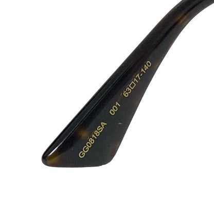 Gucci Sunglasses - Gg0818sa Black X Gold X Dark Brown Oval Frame Sunglasses