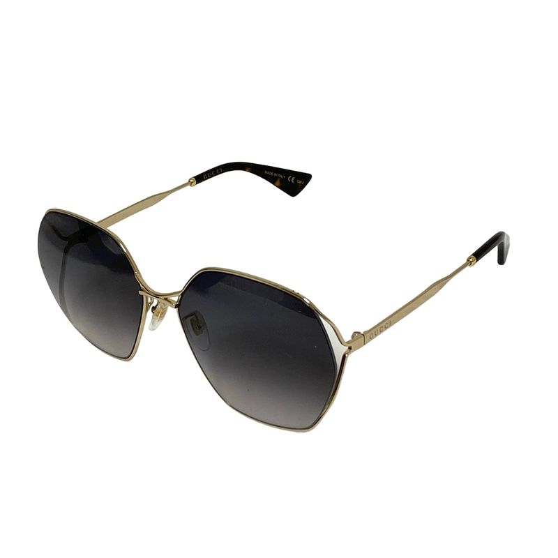 Gucci Sunglasses - Gg0818sa Black X Gold X Dark Brown Oval Frame Sunglasses