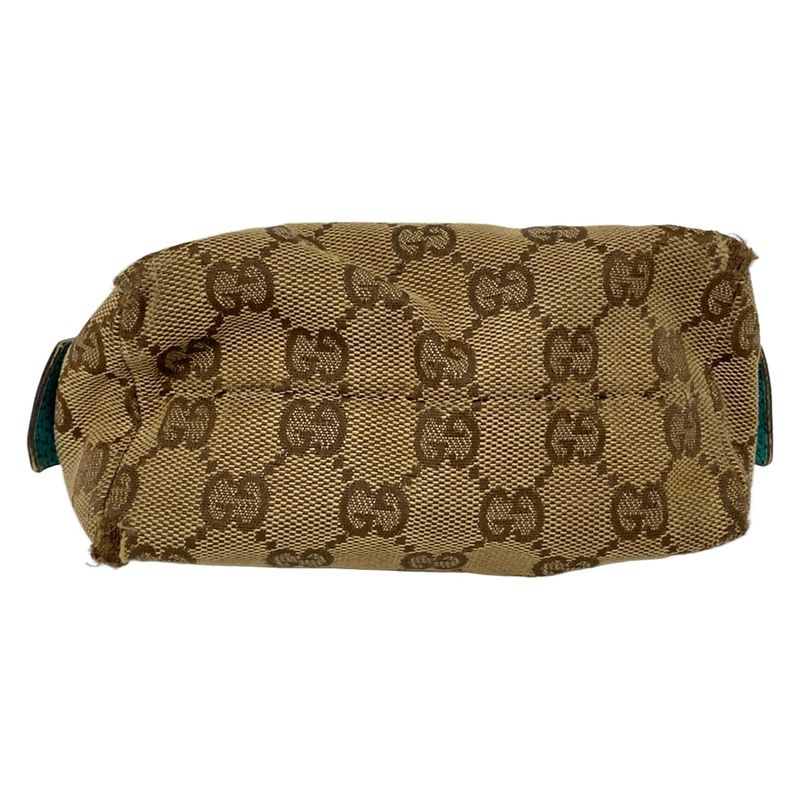 Gucci Pouch GG Pattern 29596 Beige X Dark Brown X Blue Green Leather