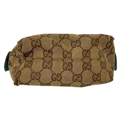 Gucci Pouch GG Pattern 29596 Beige X Dark Brown X Blue Green Leather