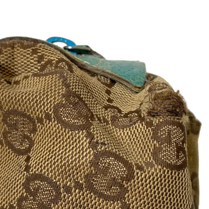Gucci Pouch GG Pattern 29596 Beige X Dark Brown X Blue Green Leather