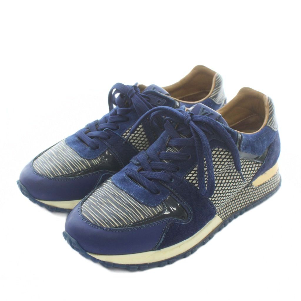 LOUIS VUITTON Run Away Line Sneakers Haraco Suede Leather Low Cut All Over