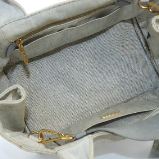 Prada Canapa 1bg439 Tote Bag Shoulder 2way Hand Logo Denim Light Gray • Gy18 Mq