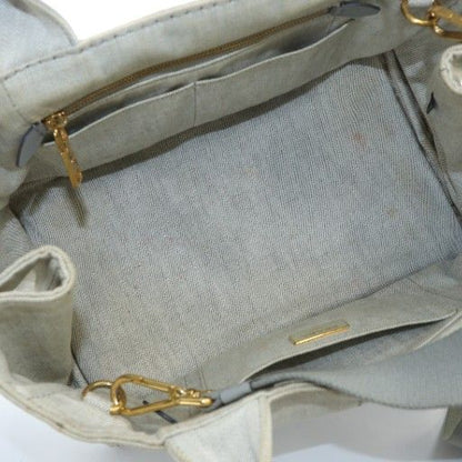 Prada Canapa 1bg439 Tote Bag Shoulder 2way Hand Logo Denim Light Gray • Gy18 Mq