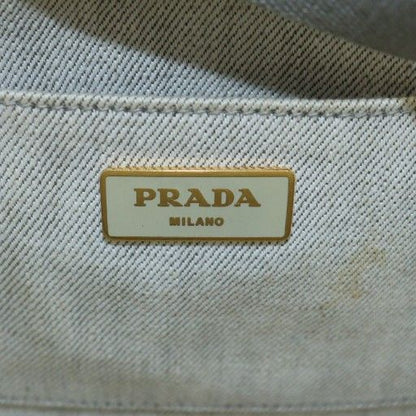 Prada Canapa 1bg439 Tote Bag Shoulder 2way Hand Logo Denim Light Gray • Gy18 Mq