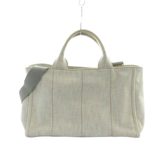 Prada Canapa 1bg439 Tote Bag Shoulder 2way Hand Logo Denim Light Gray • Gy18 Mq