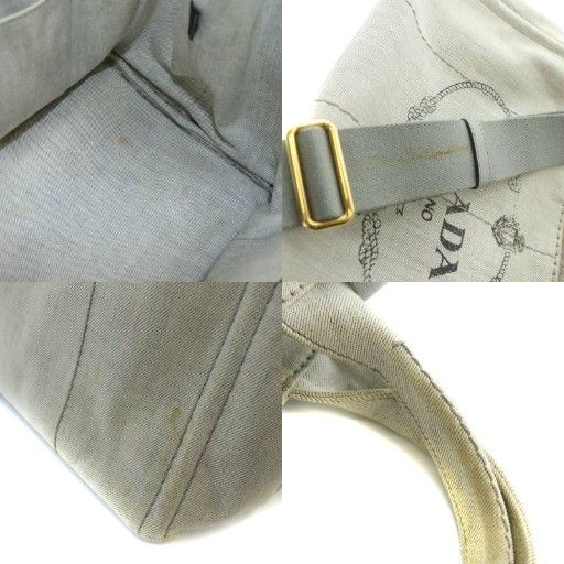 Prada Canapa 1bg439 Tote Bag Shoulder 2way Hand Logo Denim Light Gray • Gy18 Mq