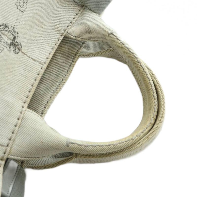 Prada Canapa 1bg439 Tote Bag Shoulder 2way Hand Logo Denim Light Gray • Gy18 Mq