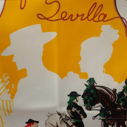 Hermes Carre 90 Ferea De Levlla Scarf Silk Black Yellow Ladies