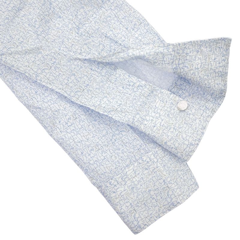 Hermes 21 SS All-Over Pattern Cotton Shirt White Blue 39