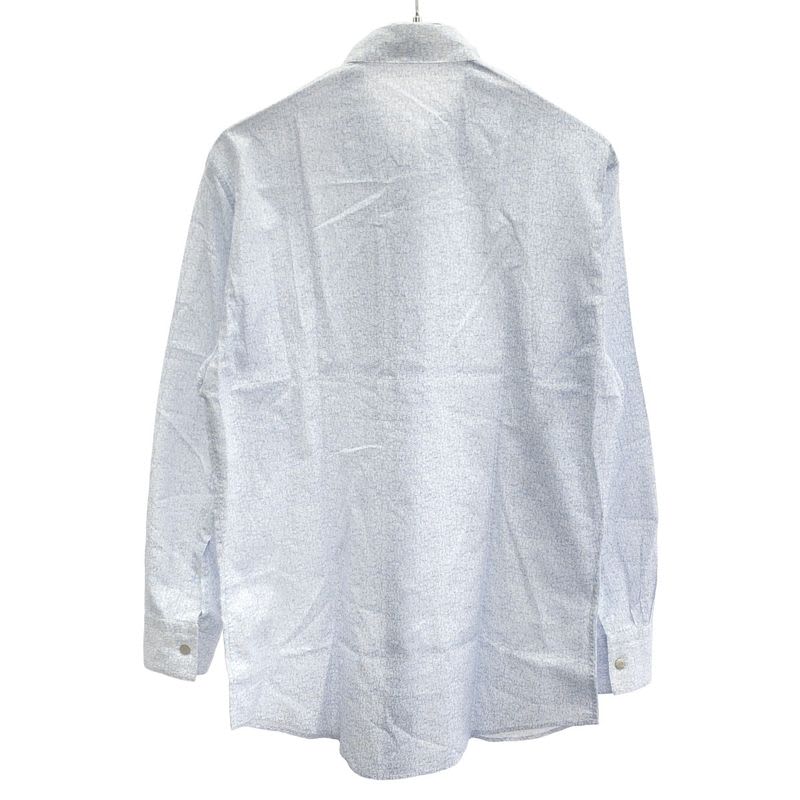 Hermes 21 SS All-Over Pattern Cotton Shirt White Blue 39