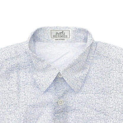 Hermes 21 SS All-Over Pattern Cotton Shirt White Blue 39