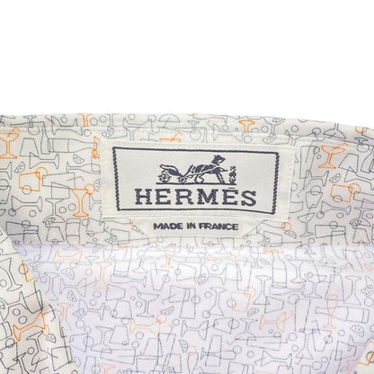 Hermes 21 SS All-Over Pattern Cotton Shirt White Black 37