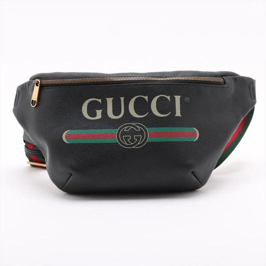 Gucci Leather 2way Body Bag Crossbody Sherry Line 530412 Waist Pouch Black Men