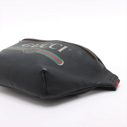 Gucci Leather 2way Body Bag Crossbody Sherry Line 530412 Waist Pouch Black Men