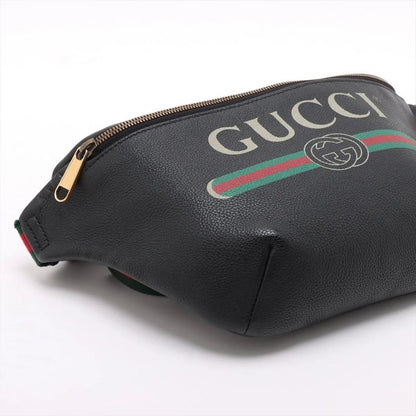 Gucci Leather 2way Body Bag Crossbody Sherry Line 530412 Waist Pouch Black Men