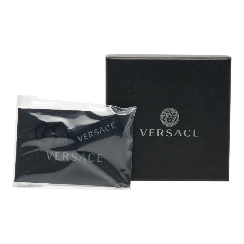 Versace Medusa Bracelet 2 Rows Black Gold Leather Plated Ladies Versace