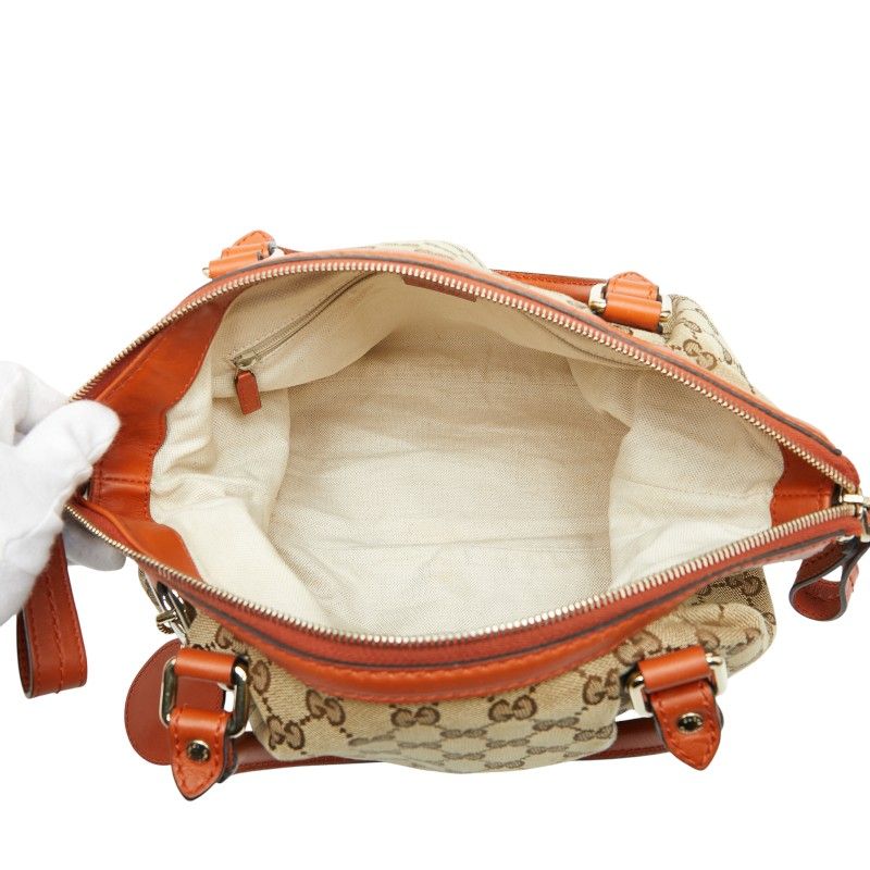 Gucci GG Canvas Sookie Shoulder Bag 2way Beige Orange