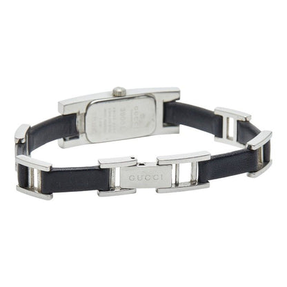 Gucci 3900l Silver Black Stainless Steel Leather Women's Gucci
