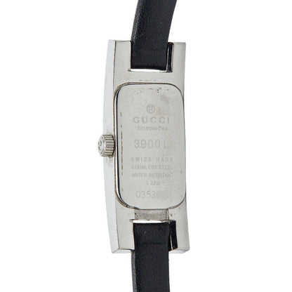 Gucci 3900l Silver Black Stainless Steel Leather Women's Gucci