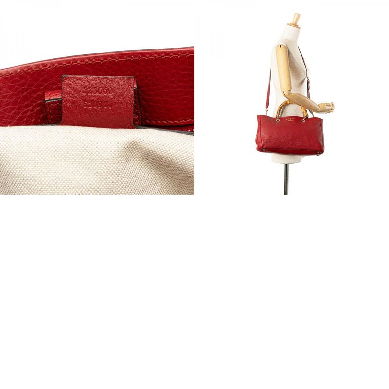 Gucci Bamboo Handbag Shoulder Bag 2WAY 323660 Red Leather Women's Gucci