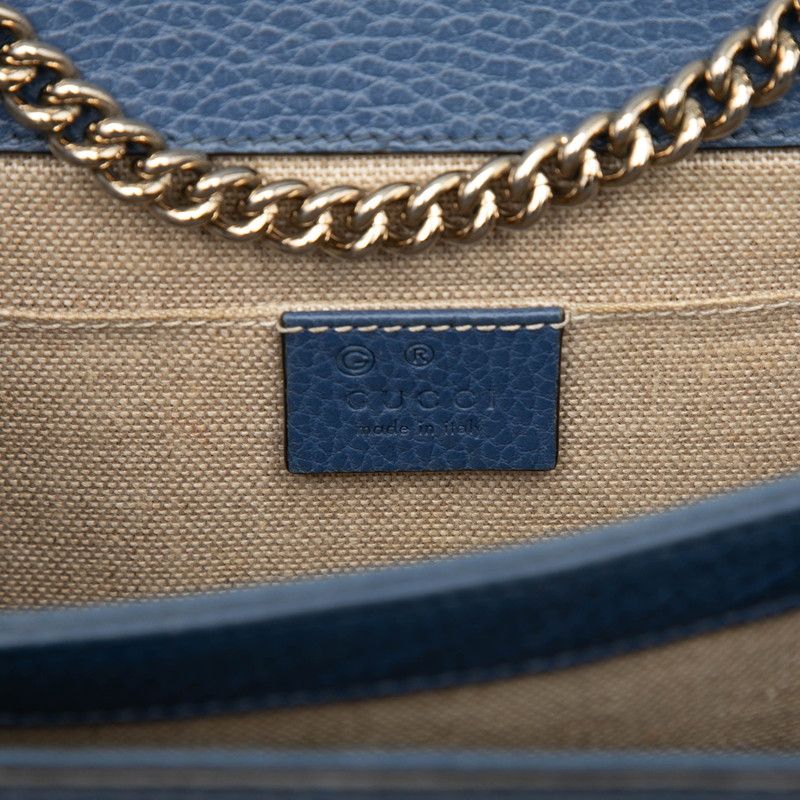 Gucci Interlocking G Chain Shoulder Bag 510304 Blue Leather Women's Gucci