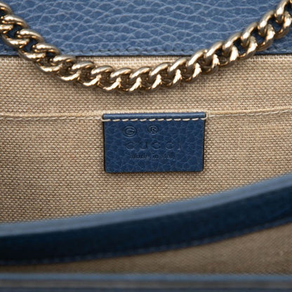 Gucci Interlocking G Chain Shoulder Bag 510304 Blue Leather Women's Gucci