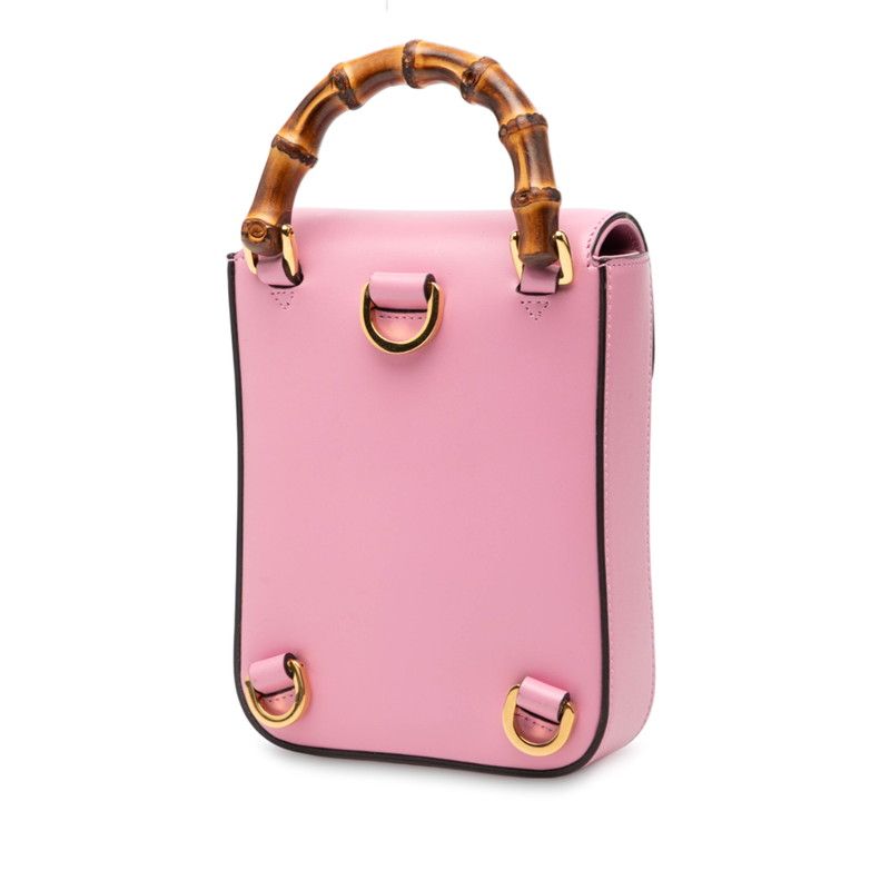 Gucci Bamboo Mini Rucksack Backpack 702106 Pink Leather Women's Gucci