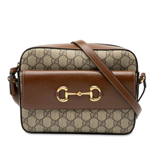 Gucci GG Supreme Horsebit 1955 645454 Brown Beige PVC Leather Women's Gucci