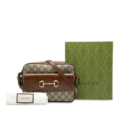 Gucci GG Supreme Horsebit 1955 645454 Brown Beige PVC Leather Women's Gucci