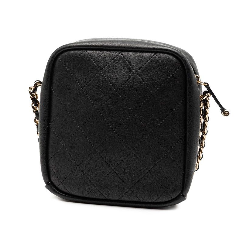 Chanel Matelasse Cocomark Chain Shoulder Bag Black Leather Women's Chanel