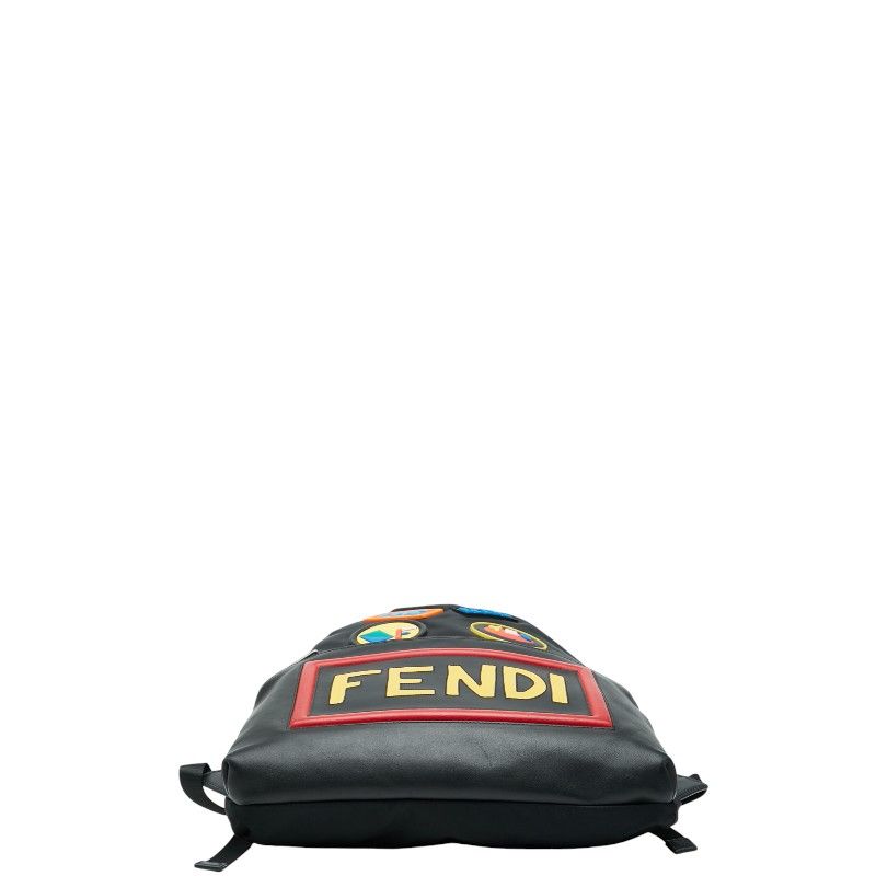Fendi Logo Face Backpack Nap Sac 7vz034 Black Multicolor Nylon Leather Ladies