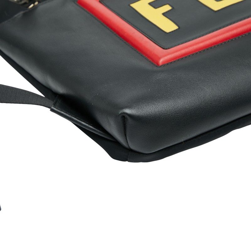 Fendi Logo Face Backpack Nap Sac 7vz034 Black Multicolor Nylon Leather Ladies