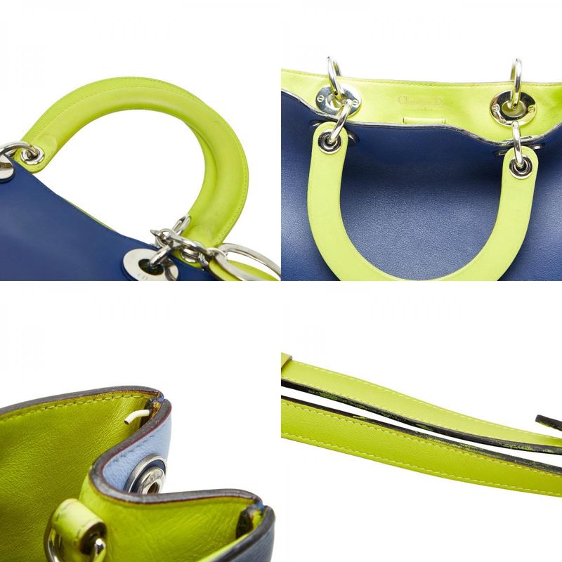 Diorissimo Handbag Shoulder Bag 2WAY Navy Blue Green Leather Women's Dior
