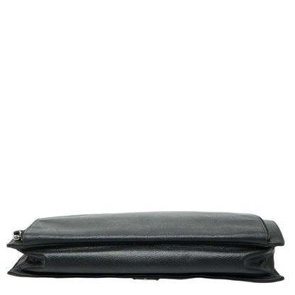 Prada Triangle Logo Plate Handbag Business Bag Black Saffiano Leather Women's