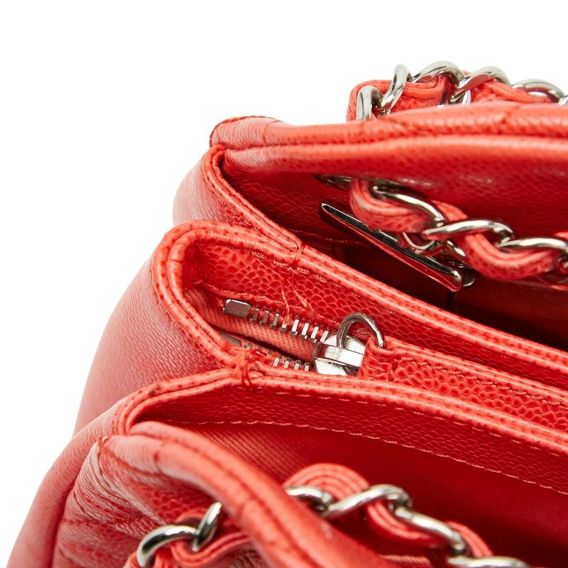 Chanel Matelasse Coco Mark Chain Shoulder Bag Orange Caviar Skin Women's Chanel