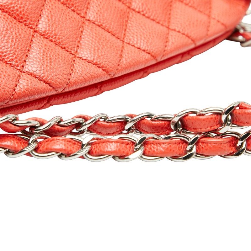 Chanel Matelasse Coco Mark Chain Shoulder Bag Orange Caviar Skin Women's Chanel