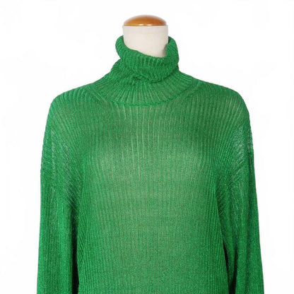 Balenciaga 21ss Glitter Lamé Rib Knit Turtleneck Dress XS Green 641365