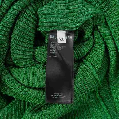 Balenciaga 21ss Glitter Lamé Rib Knit Turtleneck Dress XS Green 641365
