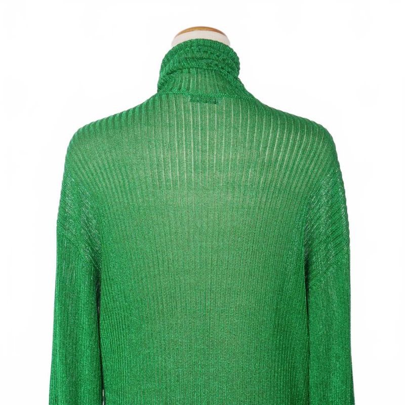 Balenciaga 21ss Glitter Lamé Rib Knit Turtleneck Dress XS Green 641365