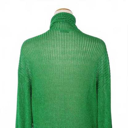 Balenciaga 21ss Glitter Lamé Rib Knit Turtleneck Dress XS Green 641365
