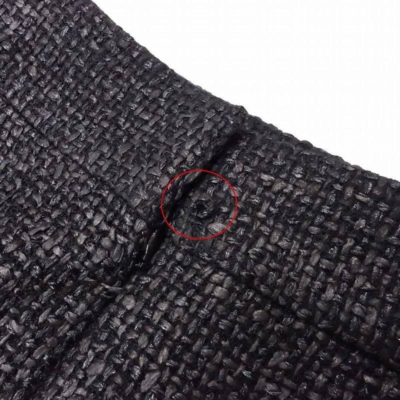 Chanel Tweed Skirt Tight Knee Length Coco Mark Plate Braided 14