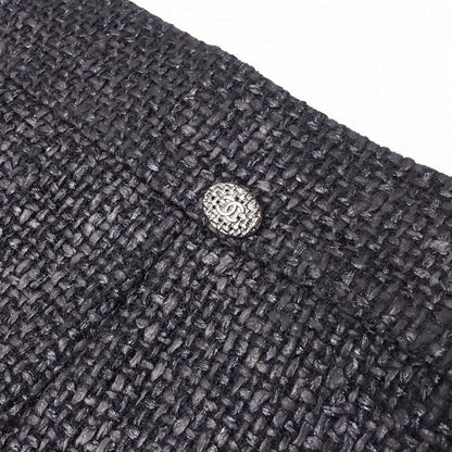 Chanel Tweed Skirt Tight Knee Length Coco Mark Plate Braided 14