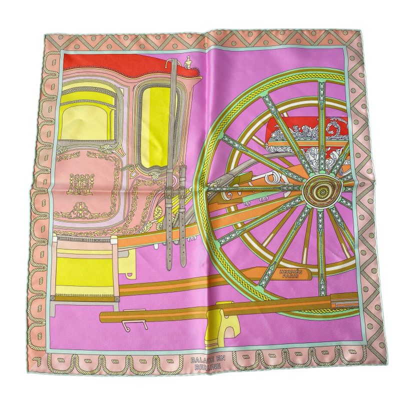 Unused Hermes Women's Petit Carre 45 Berlinne Carriage Scarf