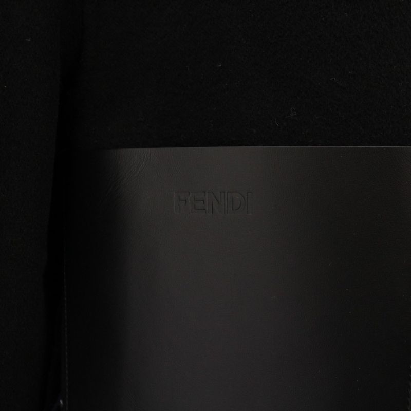 Fendi FF Logo Reversible Cropped Jacket Hoodie Outerwear 38 Black Beige